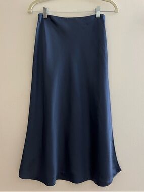 Club Monaco Midnight Blue Satin A-Line Skirt